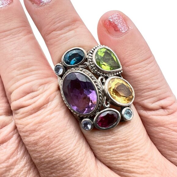 Samuel Benham Women Ring Madeira Collection Sterling Silver Multi Gemstone 8 - Picture 3 of 5